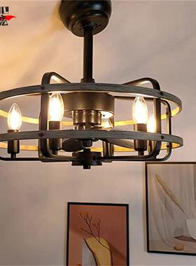 复古风吊扇灯铁艺工业吊扇灯客餐厅IXJ厅卧室一风体扇灯