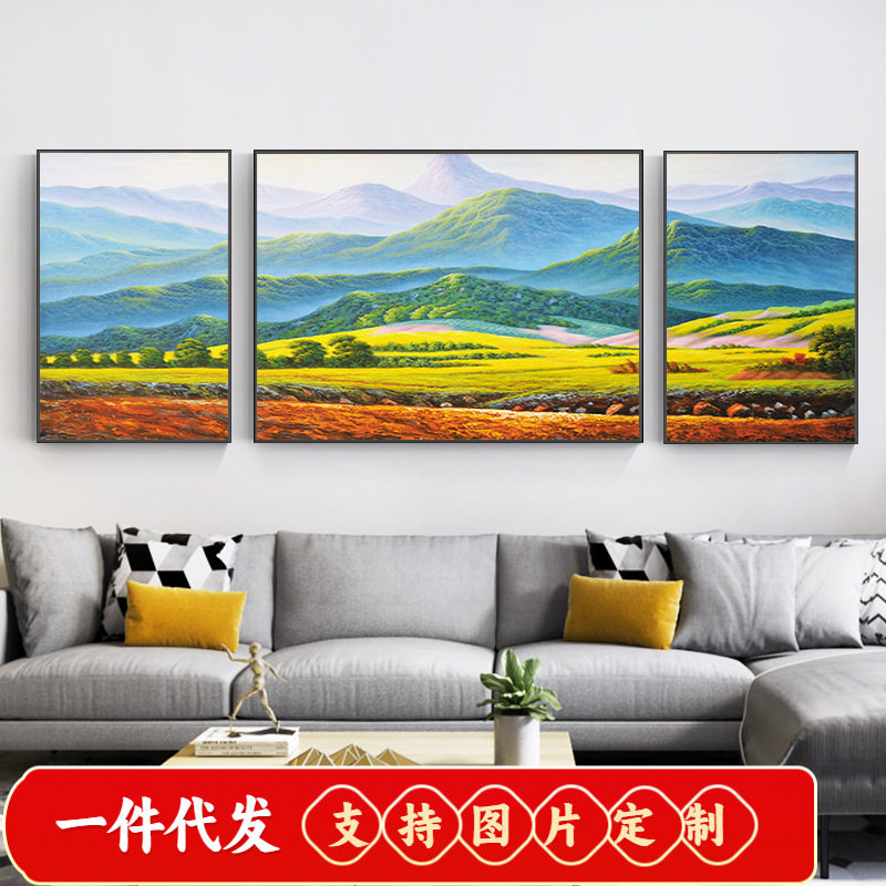 5d钻石画卧室贴钻十字绣2021满钻新款客厅欧式田园风景三联画贴钻