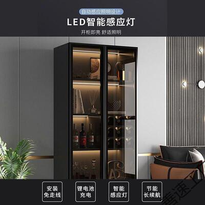 轻奢柜墙储物柜现代简约高酒档餐边柜靠家用NFX玻一体边柜璃门展