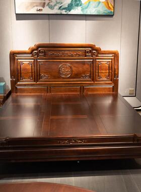 全榫卯紫檀木用花梨木实IMQ床仿古1.8木双人家主卧床明大清古典雕