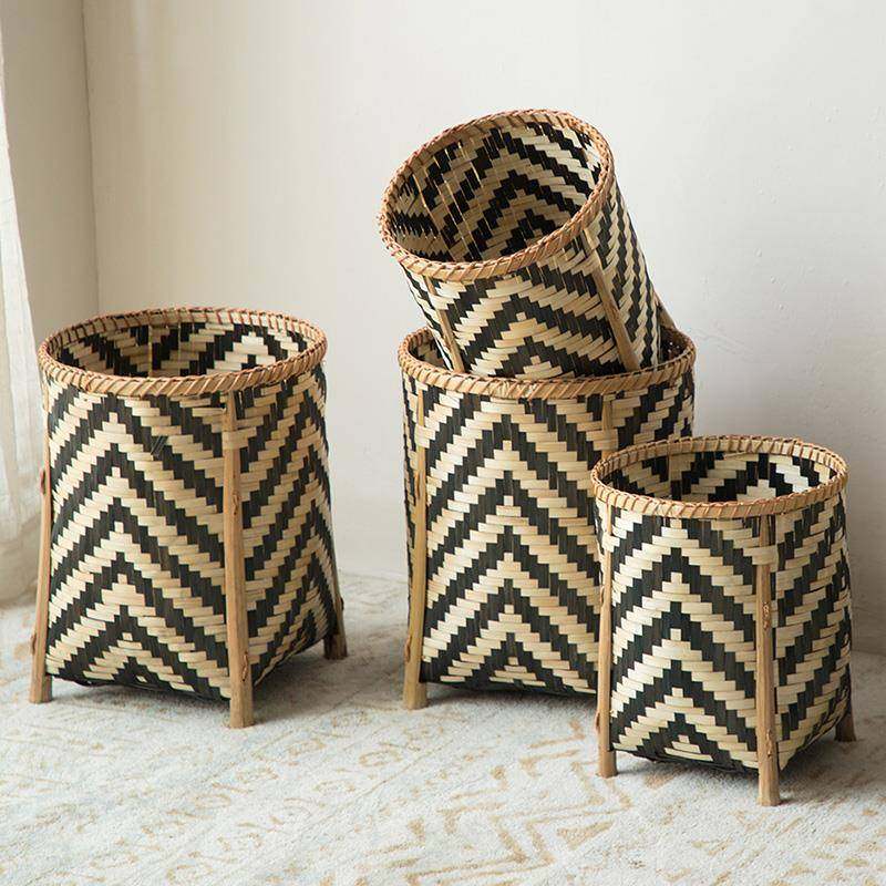 创装意编花草盆编手工织藤编花筐竹编篮子F76S858J手提干花饰花篮