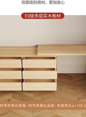 奶油风梳妆台卧室化现代简约GHC书桌妆台一体网法式轻奢斗柜化红