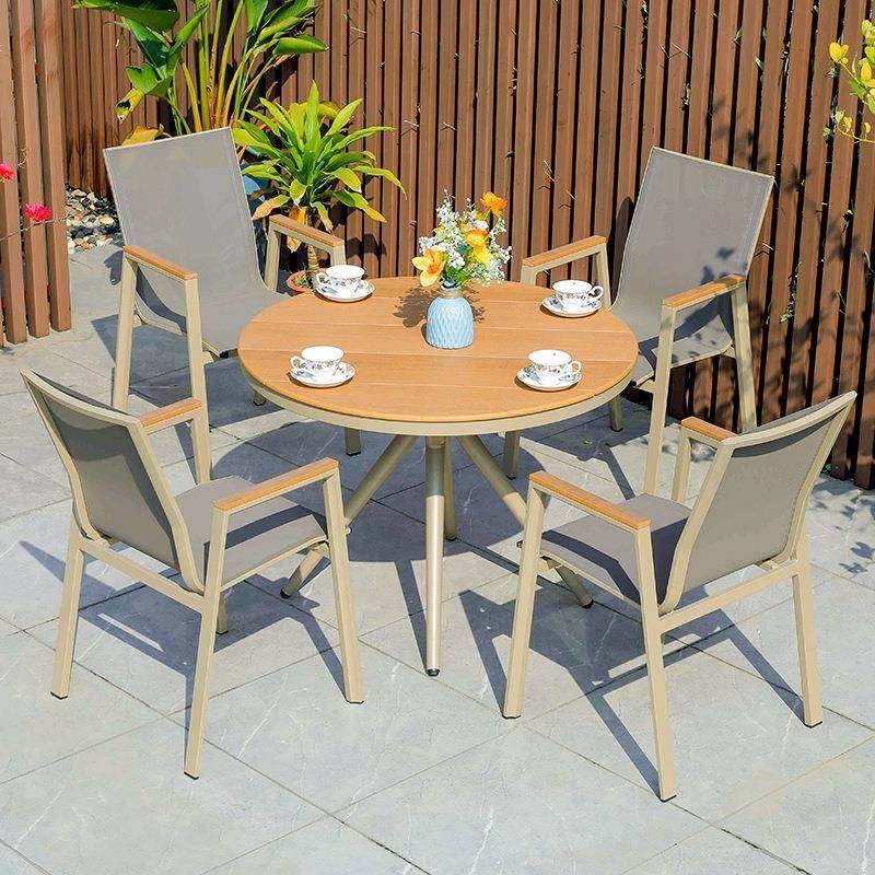 户外椅塑木LMS公园椅阳庭院花台园室外餐桌椅户外桌塑木桌椅餐桌