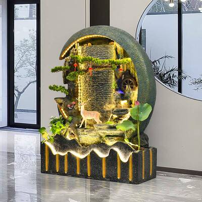 大型水品幕墙流财水屏VHT风客厅酒玄关装饰鱼池假山流水招落地店