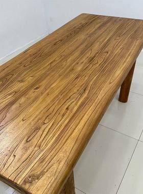 榆茶原桌长条老桌子餐桌书桌实木板木复QCP古吧台阳台茶木台简约