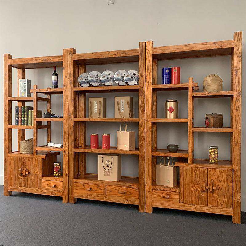 实木可定制博古架展老榆木架示柜家用瓶瓷器置花物新中式古董收藏