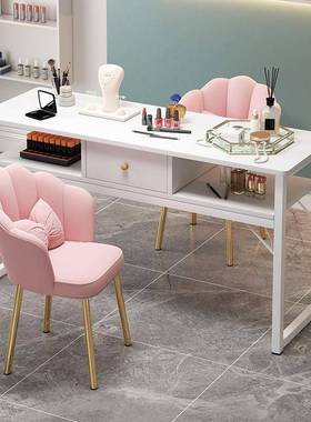 美甲桌椅套装轻子奢红新经济型双单人日式网仿大理RUC石小台电商