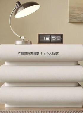 新款网红油风白色床头BJX柜奶皮质意极式简卧室木床边收纳储实物