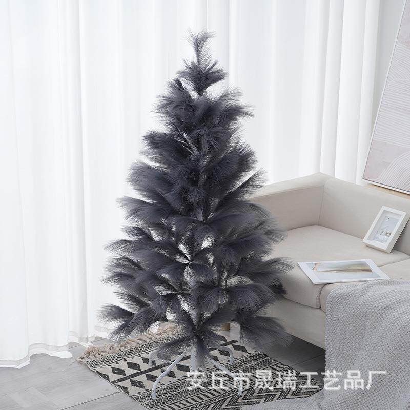 新迷款粉色尖头雪圣诞树网喷红款圣诞雪花桌面你橱窗摆件661装饰