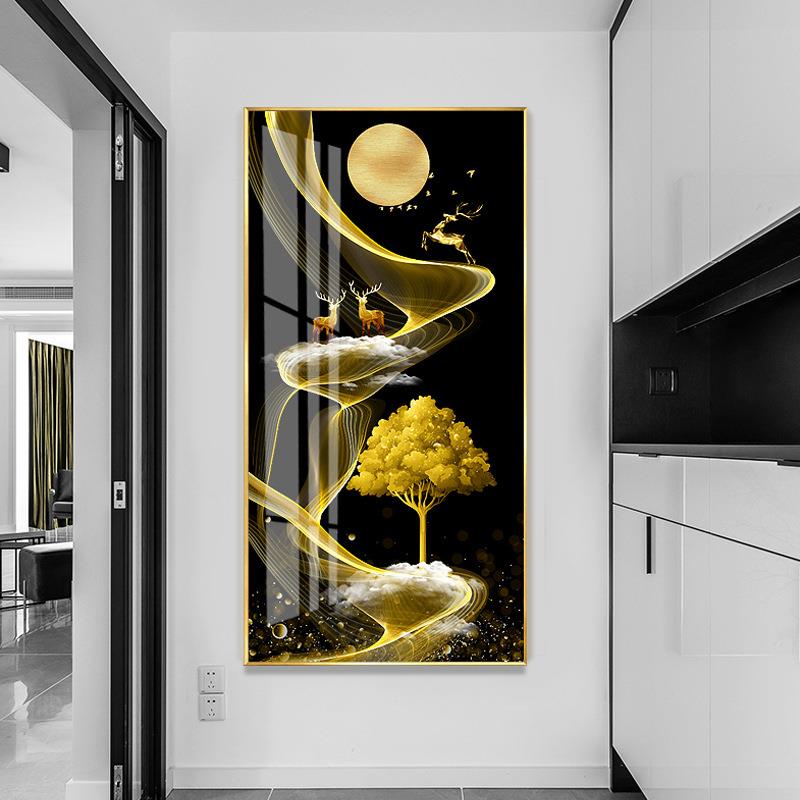 户玄关风装饰画24711入廊过道竖版壁画现代简约客走厅轻奢晶瓷镶