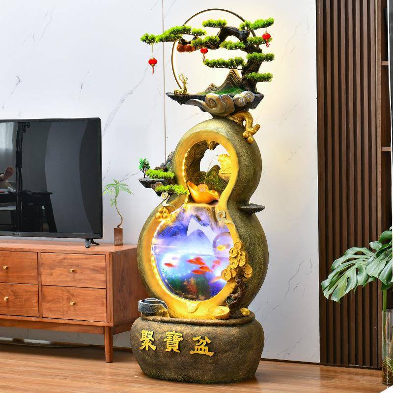 客厅假山流水地喷泉753葫芦落摆件关招财玄送装饰造景养鱼加湿循