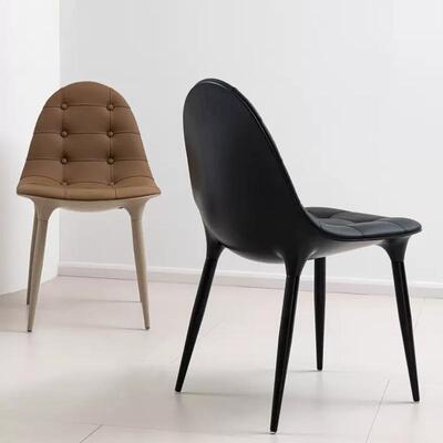 大小师餐设计拉扣极简约ABS椅超纤皮饰面简坐宽意式极简8546风格