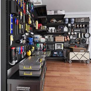 洞洞板置物架落地式 备SON属免打孔家用 五立金工具纳金架运收动装