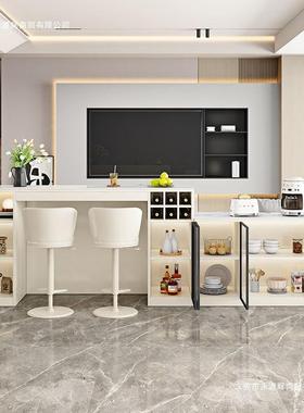 台轻奢吧桌现代简约家用客厅岩板桌小户型中RVJ岛餐实木隔断柜台