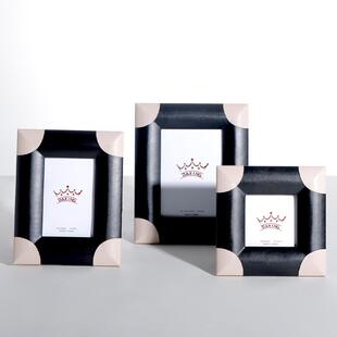 梵茜简约现代风超纤相皮装革框饰摆件样板DF201105装房卧室软相框