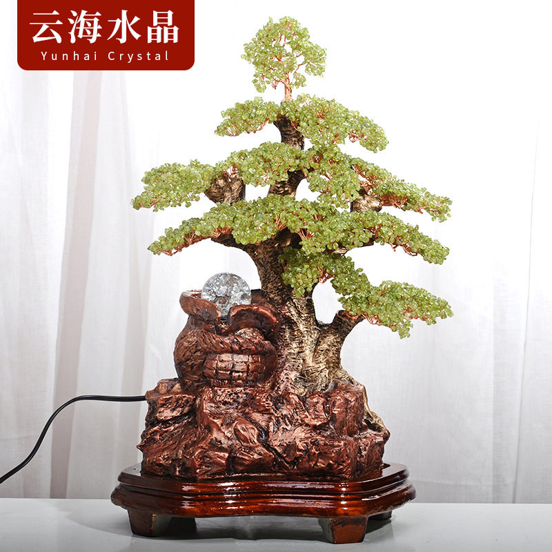 流水发财水晶树天然水晶居客厅办公室招财摆件水晶摆件开业送礼