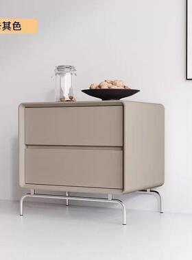 卧简实黑色床头柜约现代收纳床边柜木轻LZK奢创意室家用储物柜