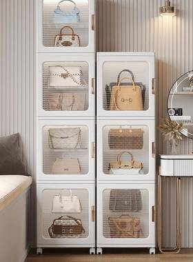 卧室收柜置柜物多层可移动飘滑轮窗储物柜可折叠衣柜收纳ZFR箱纳