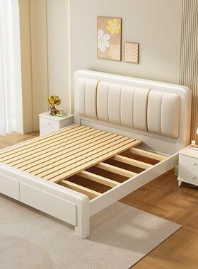 实木简约现代白色简约1卧室.5卧米简约主轻奢DIJ81.米双人床高箱