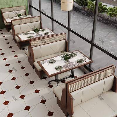 南PXG亚藤编餐厅餐桌商餐饮店饭店西餐厅弧椅形编用藤卡座沙东发