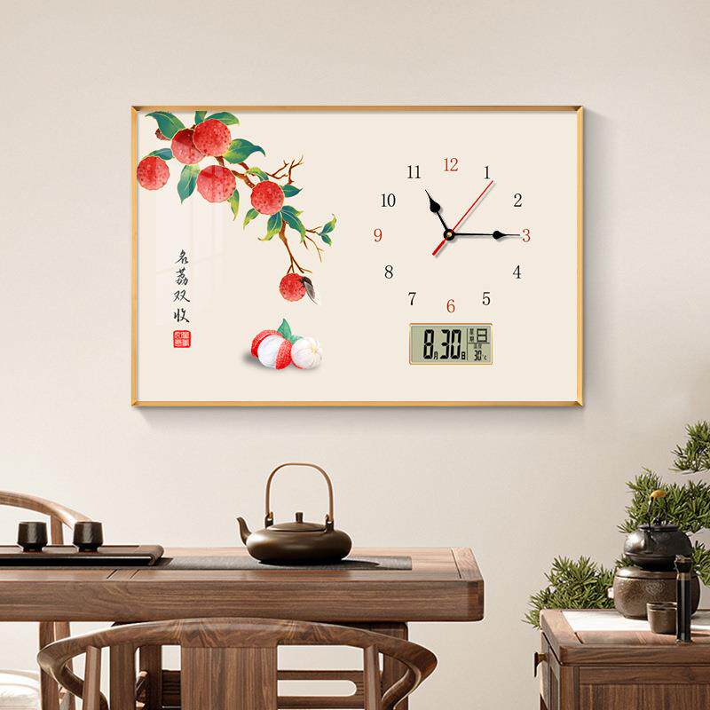 新中水果挡电表式箱装208饰画带历钟表万年餐厅挂画配电箱遮电闸