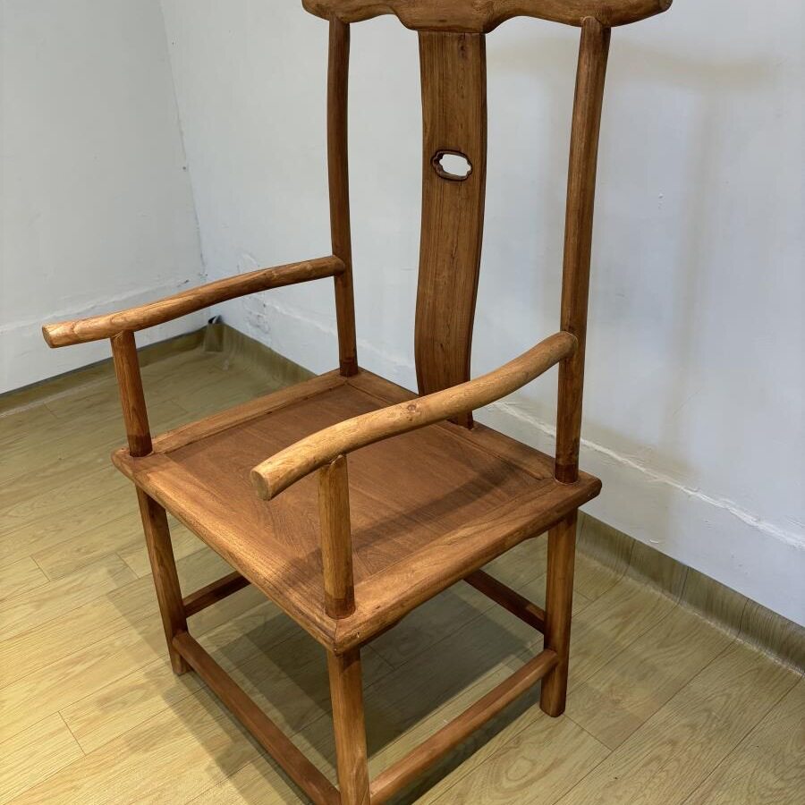 老榆木椅子靠背椅中式椅子圈椅茶桌主椅中古风实木椅子办公餐桌椅