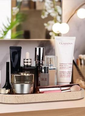 雅致椭圆洞石托盘样31489板间摆轻奢托盘托大理石盘形物置收纳盘