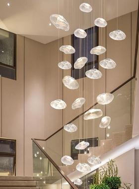 别设计师flot复楼梯吊灯玻璃式云朵长线吊灯挑空公寓墅WHC客厅餐