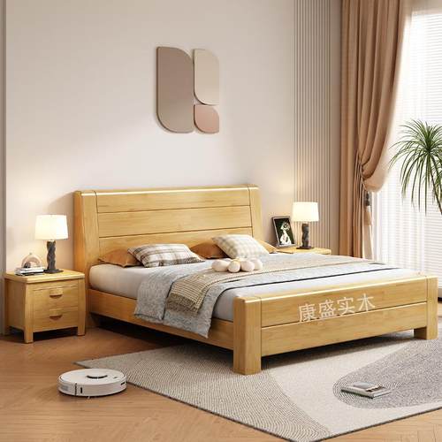 木新中式实JDJ榫卯床1.8米大床1.5M双人床经济型约床现代家简具储