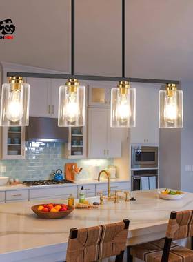 工业复古吊灯乡村工业风长方形铁艺客厅餐厅爆款EBAY