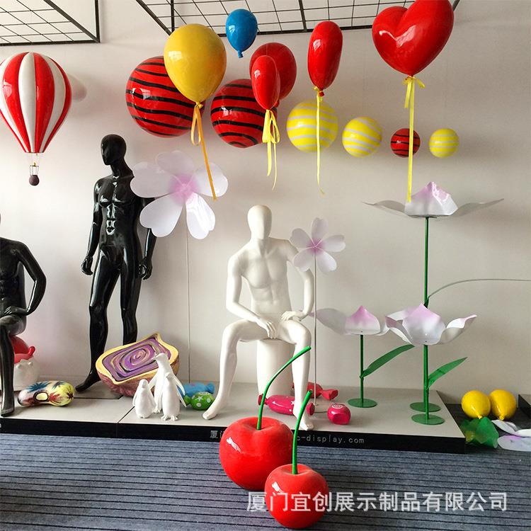 仿真水果雕塑户外玻璃钢樱桃梨子西瓜草莓桃子景观装饰品园林摆件