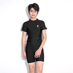 8-16岁大男孩泳装纯色中大童大码男童潜水服冲浪服分体胖儿童泳裤