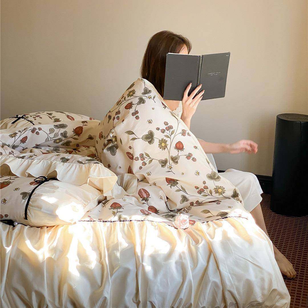 法式复古风超柔裸睡级床品四季高端纯棉长绒棉四件套家纺草莓泡芙,纺织面料/辅料/配套,纺织机械配件,淘宝优惠券,粉丝福利购,淘宝优惠卷