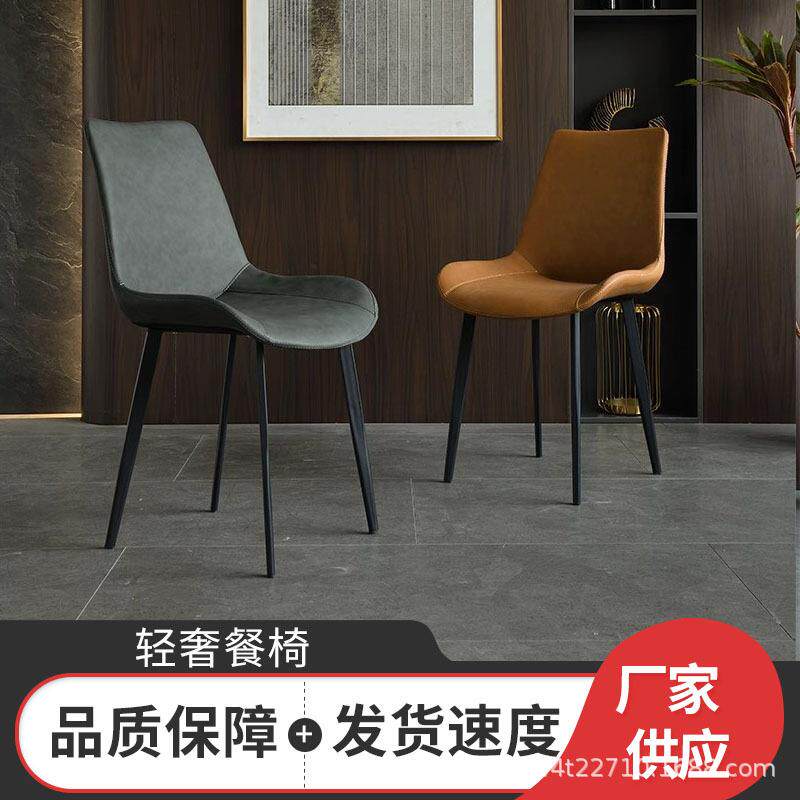 意式餐椅设计师轻奢极简椅子家用金属简约靠背椅餐厅盆椅