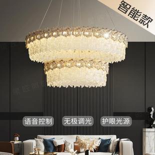 新款轻奢水晶吊灯客厅现代灯一字岛台琉璃灯大气别墅餐厅卧室主灯