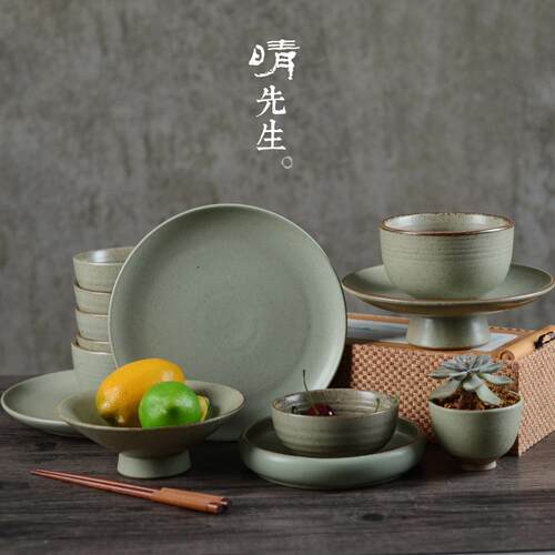 日式创意餐具饭碗汤碗家用大碗碗意面碗粗陶面碗复古个性老式土碗