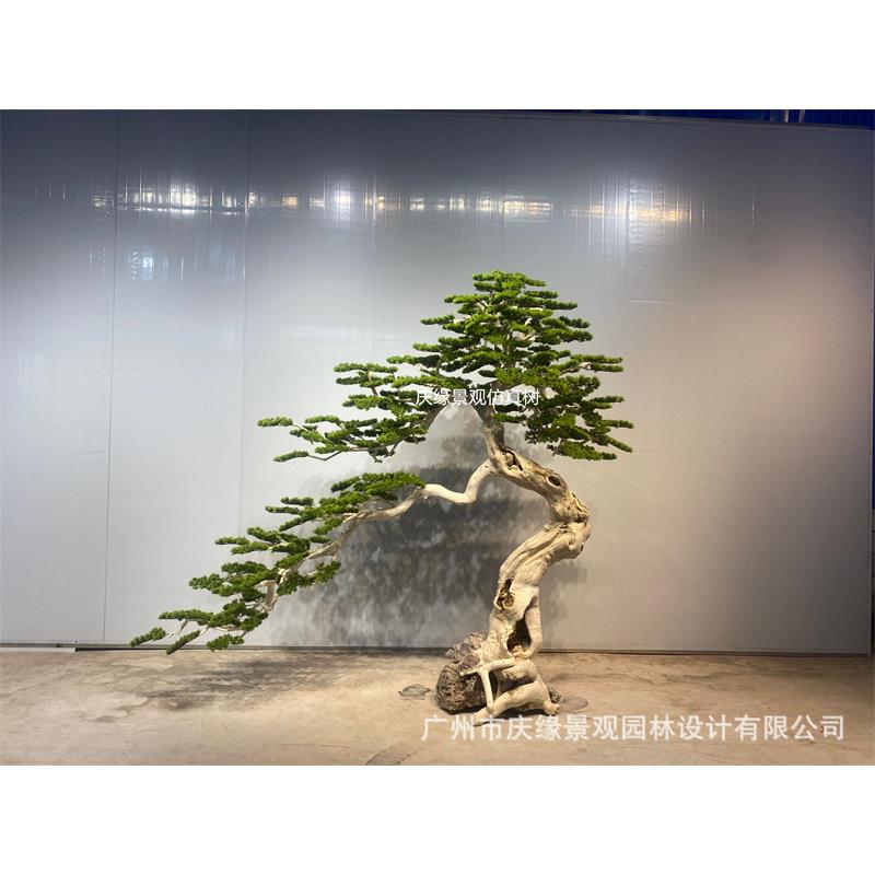 仿真根雕松树大型落地木雕假松树美人松中式园林景观造景摆件庭院