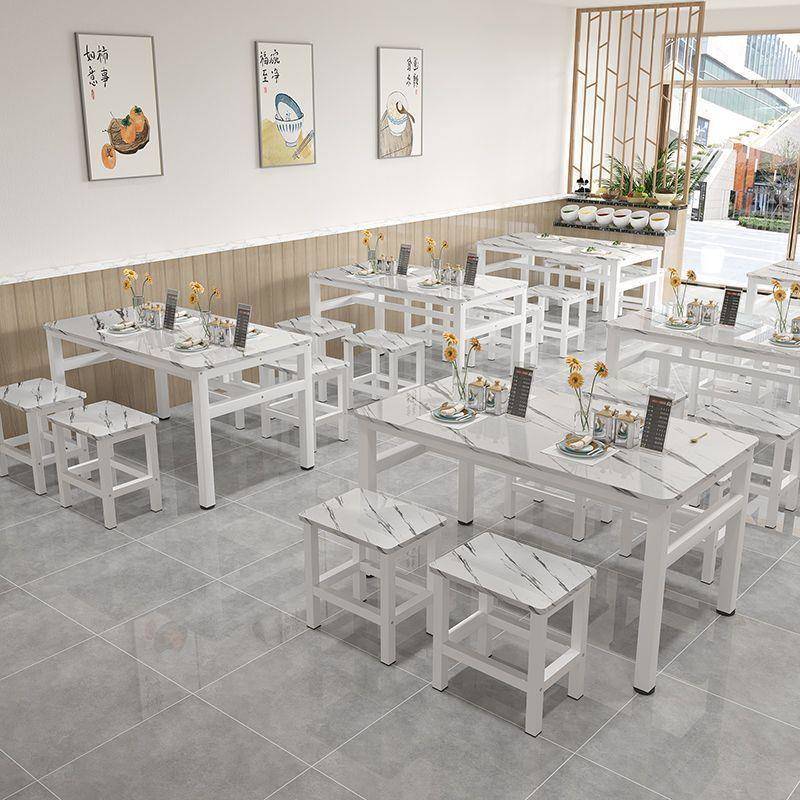 桌椅组合套装小吃店椅子餐饮店食堂长方形快餐饭桌经济型餐桌家用
