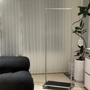 中古衣帽架简约不锈钢轻奢可移动衣服落地式挂衣架隔夜创意收纳架