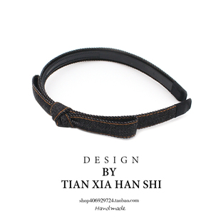 韩国儿童牛仔蓝发箍带齿轮防滑发卡女童公主刘海压发小女孩头饰潮