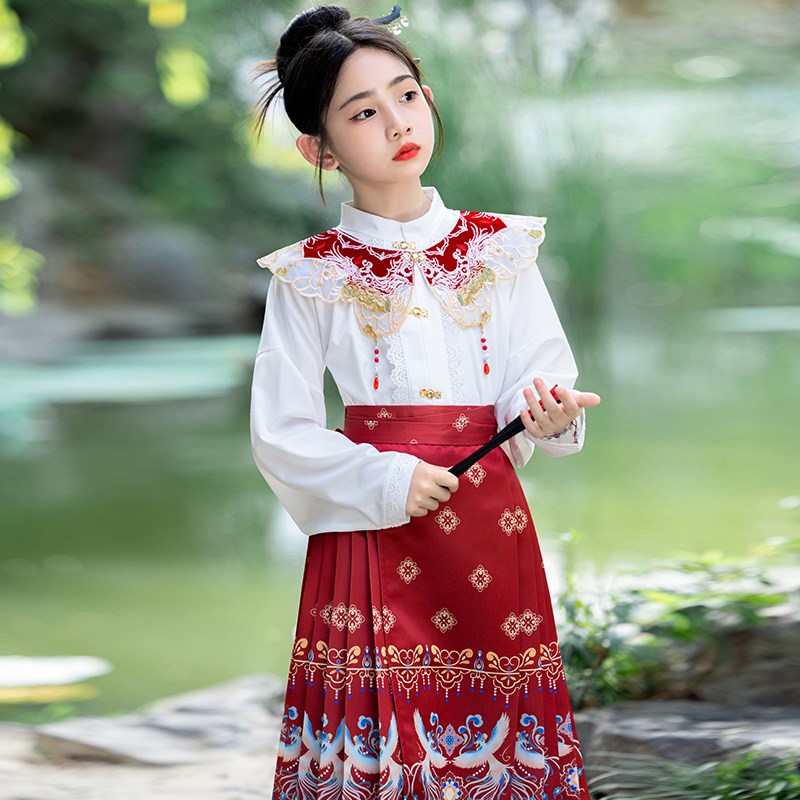 马面裙女童春秋2024新款小女孩古风唐装中秋节儿童国风汉服女大童