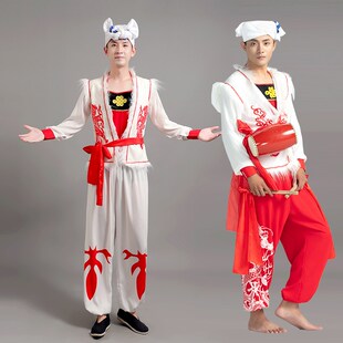 新款陕北民族安塞腰鼓传统陕西民歌服秧歌服开场舞打鼓舞服演出服