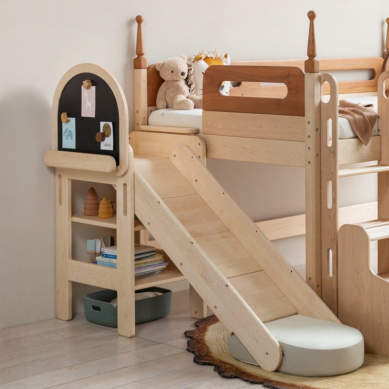 上形孩在 溜溜滑梯梯架款 树屋床天空半高床适用全实木男生女生