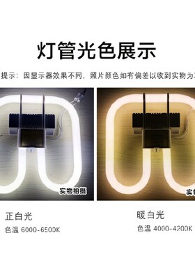 LED蝴蝶灯管2D吸顶灯21W38W55厨房卫生间过道三基色荧光灯管配件