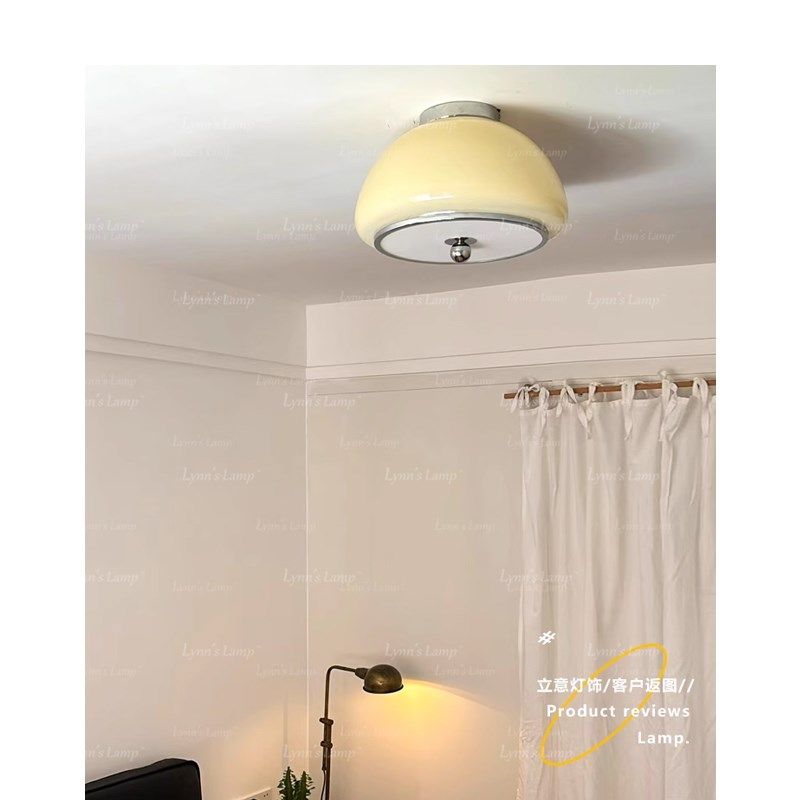 Lynns立意 奶油风卧室吸顶灯 主卧儿童房中古书房玻璃法式灯具