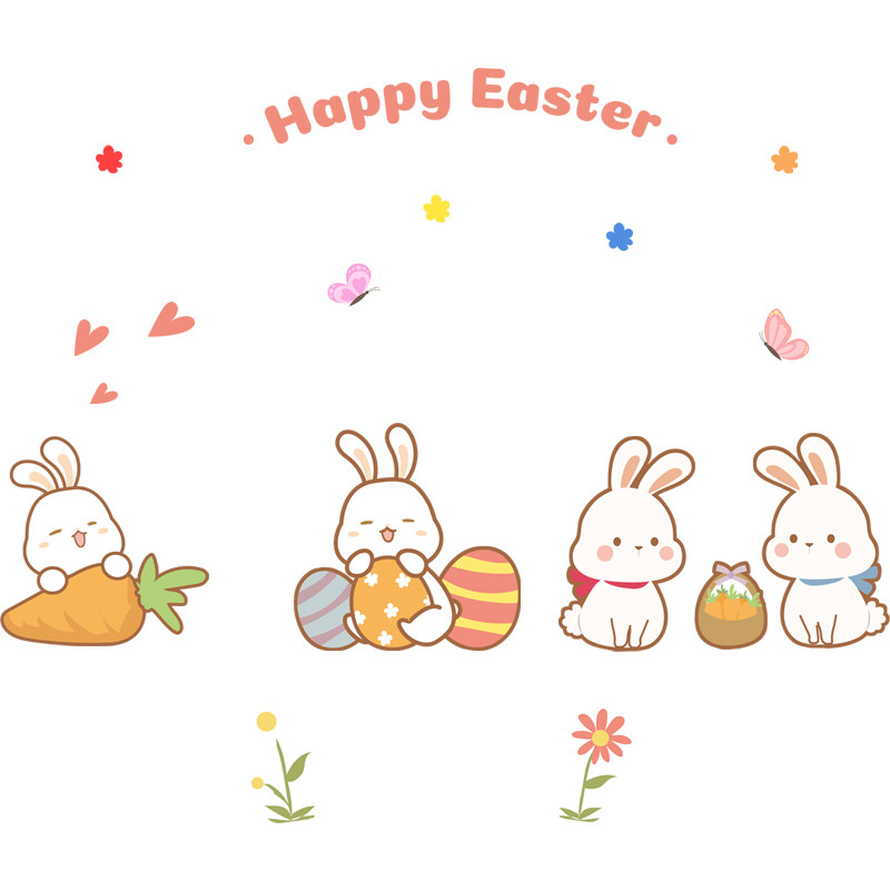 创意卡通兔子墙贴可爱动物儿童房间装饰贴纸自粘防水遮丑补洞贴画,家居饰品,软装墙贴,淘宝优惠券,粉丝福利购,淘宝优惠卷