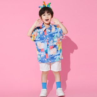 儿童港风演出服复古男童吉他表演女童男孩80年代怀旧服装走秀童装