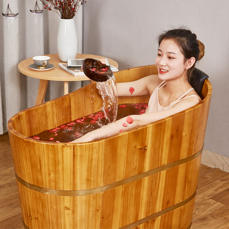 泡澡桶浴桶木桶实木家用小户型泡浴坐浴成人浴缸沐浴桶全身洗澡盆