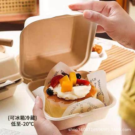 OEM一次性当盒可降解烘三明治餐TBR盒堡甜品焙打包汉便盒商用环保
