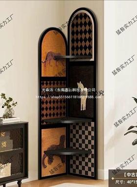 中古风转角NQL物架法式墙复古屏风书置架一体靠三角收纳落置物地